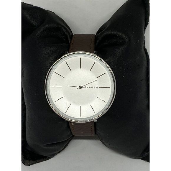 Skagen SKW2687 Women's Brown Leather Silver Analog Dial Quartz Wrist Watch LJ146 - Picture 1 of 12